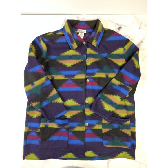 Vtg Fashion Formula Womens Oversized Small Fleece Aztec Button Up Shirt - Picture 1 of 11